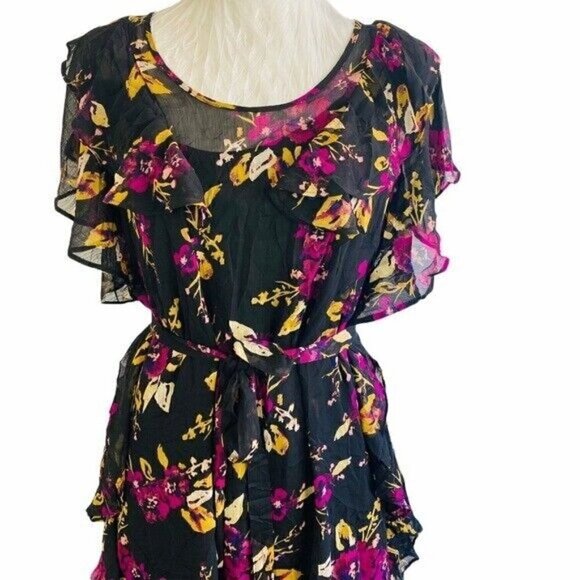 JESSICA Simpson Ruffled Floral-Print Dress size small - Picture 4 of 9